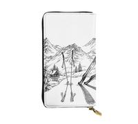 Hgbbdyyjj Skiing Theme Premium Long Wallet For Women - Pu Leather Zip Around Purse With 12 Card Slots & Coin Pocket