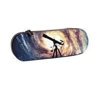 Hgbbdyyjj Space Galaxy with Telescope Personalised Printed Multi-Functional Waterproof Pen Pouch Cosmetic Bag with Flap Design