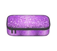 Hgbbdyyjj Sparkling Purple Glitter Personalised Printed Large Capacity Compartment Multifunctional Stationery Pencil Case