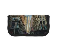 Hgbbdyyjj Streets of New York City Extra Large Canvas Pencil Case - Dual Zipper Makeup & Stationery Organizer Bag