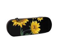 Hgbbdyyjj Sunflower Black Background Personalised Printed Multi-Functional Waterproof Pen Pouch Cosmetic Bag with Flap Design