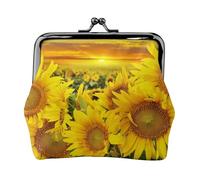 Hgbbdyyjj Sunflower Field Personalised Unisex Printed Coin Purse - Premium Microfibre Leather Wallet With Snap Closure
