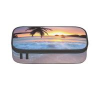 Hgbbdyyjj Sunrise Tropical Palm Tree Island Personalised Printed Large Capacity Compartment Multifunctional Stationery Pencil Case