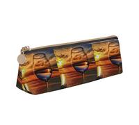 Hgbbdyyjj Sunset Wine Glass Personalised Printed Multi-Functional Large Capacity Triangular Leather Stationery Storage Bag