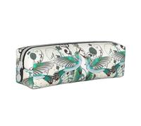 Hgbbdyyjj Teal Birds Musical Note Crossgrain PVC Leather Pencil Case - Printed Zipper Organizer for Pens & Small Items