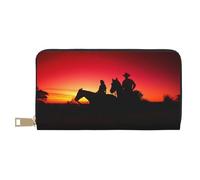 Hgbbdyyjj Texas Cowboy Premium Long Wallet for Men and Women - Zip Wallet in Pu Leather with 12 Card Slots and Coin Pocket