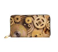 Hgbbdyyjj The Clocks Theme Gears Premium Long Wallet For Men And Women - Zip Wallet In Pu Leather With 12 Card Slots And Coin Pocket