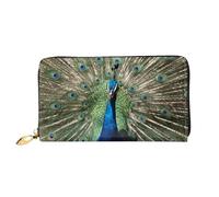 Hgbbdyyjj The Peacock Premium Long Wallet For Men And Women - Zip Wallet In Pu Leather With 12 Card Slots And Coin Pocket