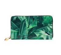 Hgbbdyyjj Tropical Banana Leaf Premium Long Wallet for Men and Women - Zip Wallet in Pu Leather with 12 Card Slots and Coin Pocket