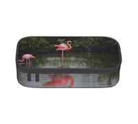 Hgbbdyyjj Two Flamingos Personalised Printed Large Capacity Compartment Multifunctional Stationery Pencil Case