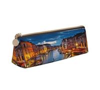 Hgbbdyyjj Venice Night Personalised Printed Multi-Functional Large Capacity Triangular Leather Stationery Storage Bag