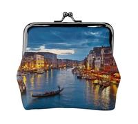 Hgbbdyyjj Venice Night Personalised Unisex Printed Coin Purse - Premium Microfibre Leather Wallet With Snap Closure