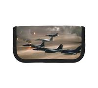 Hgbbdyyjj War Plane Extra Large Canvas Pencil Case - Dual Zipper Makeup & Stationery Organizer Bag
