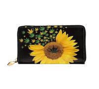 Hgbbdyyjj Weed With Sunflower Premium Long Wallet For Men And Women - Zip Wallet In Pu Leather With 12 Card Slots And Coin Pocket