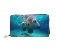 Hgbbdyyjj West Indian Manatees Premium Long Wallet For Men And Women - Zip Wallet In Pu Leather With 12 Card Slots And Coin Pocket
