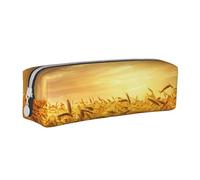 Hgbbdyyjj Wheat Field Crossgrain PVC Leather Pencil Case - Printed Zipper Organizer for Pens & Small Items