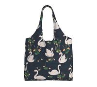 Hgbbdyyjj White Swans On The Lake Personalised Multi Scene Fashion Casual With Zipper Shopping Bag Tote Beach Bag Commuter Bags