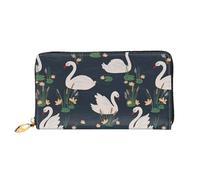 Hgbbdyyjj White Swans On The Lake Premium Long Wallet For Men And Women - Zip Wallet In Pu Leather With 12 Card Slots And Coin Pocket