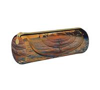 Hgbbdyyjj Wine Glass in The Sunset Personalised Printed Multi-Functional Large Capacity Round Leather Stationery Storage Bag