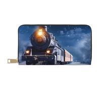 Hgbbdyyjj Winter Christmasnight Railway Train Premium Long Wallet for Men and Women - Zip Wallet in Pu Leather with 12 Card Slots and Coin Pocket