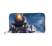 Hgbbdyyjj Winter Christmasnight Railway Train Premium Long Wallet For Men And Women - Zip Wallet In Pu Leather With 12 Card Slots And Coin Pocket