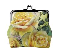 Hgbbdyyjj Yellow Rose Personalised Unisex Printed Coin Purse - Premium Microfibre Leather Wallet With Snap Closure
