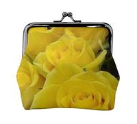 Hgbbdyyjj Yellow Roses Personalised Unisex Printed Coin Purse - Premium Microfibre Leather Wallet With Snap Closure