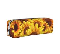 Hgbbdyyjj Yellow Sunflower Crossgrain PVC Leather Pencil Case - Printed Zipper Organizer for Pens & Small Items
