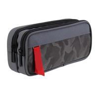 HGBFLTY Pencil Case Double Zipper Camouflage Canvas Pencil Case Bag School Stationery Pen Supplies Storage Bags(Black)