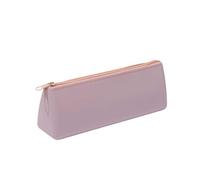 HGBFLTY Pencil Case Solid Color Large-Capacity Silicone Pencil Case Zipper Opening Pen Bag Style Simple for Office(Lotus Root Pink)