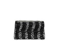 HGBFLTY Rhinestone Bag 1PC Silver Square Bag,Glitter Bling,Shiny Glamorous,Elegant,Exquisite Big Rhinestone Chain Decor Shoulder Evening, Top Two-w(Black)