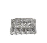 HGBFLTY Rhinestone Bag 1PC Silver Square Bag,Glitter Bling,Shiny Glamorous,Elegant,Exquisite Big Rhinestone Chain Decor Shoulder Evening, Top Two-w(Silver)