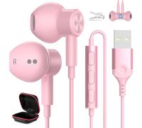 HGCXING USB Headphones for PC Laptop Magnetic 7.5ft Wired Earbuds Computer Headset with MICR Control Mute Noise Isolate Cord in Ear Gaming Earphone for MacBook Pro Office Work School Zoom
