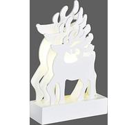 HGD 3D Wooden Deer, Wood, White, 12 x 4.3 x 18 cm