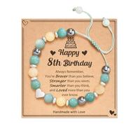 HGDEER 5-21 Years Birthday Gifts for Girls and Her, Meaningful Natural Stone Bracelet with Message Card for Daughter, Niece, Sister, Friend, 6 Inch, Metal, No Gemstone