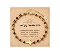 HGDEER A New Chapter Begins Tiger's Eye Cross Bracelet for Women, Farewell Retirement Going Away Job Change Gift for Female Coworker with Meaningful Card and Velvet Gift Pouch, One Size, Stone, no