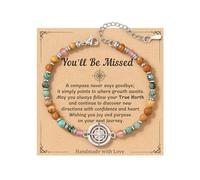 HGDEER Compass Bracelet for Women, Retirement Farewell Goodbye Going Away Gift for Friend Coworkers, Travel Gifts for Women with Message Card, One size, Metal, no gemstone