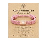 HGDEER Cross Bracelet for Girls, Adjustable Bracelet Baptism Confirmation First Communion Religious Birthday Easter Christmas Gift with Quote Card & Gift Pouch, One Size, Nylon, no gemstone