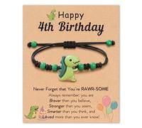 HGDEER Dinosaur Big Brother Bracelet for Boys - Adjstable Bracelet Sibling Gift with Heartfelt Quote Card, Metal, no gemstone