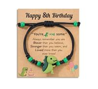 HGDEER Dinosaur Big Brother Bracelet for Boys - Adjstable Bracelet Sibling Gift with Heartfelt Quote Card, One Size, no gemstone