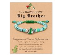 HGDEER Dinosaur Big Brother Bracelet for Boys - Sibling Gift with Heartfelt Quote Card, Metal, no gemstone