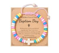 HGDEER Easter Basket Stuffers for Girls Kids, Adjustable Cross Bracelet, Christian Religious Easter Communion Baptism Gifts Jewelry, One size, Stone, no gemstone