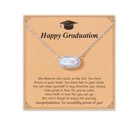 HGDEER Graduation Gifts for Her 2025 Moonstone New Beginnings Necklace for Women with Quote Card - The Adventure Begin, Metal, No Gemstone