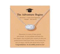 HGDEER Graduation Gifts for Her 2025 Moonstone New Beginnings Necklace for Women with Quote Card - The Adventure Begin, Metal, No Gemstone
