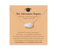 HGDEER Graduation Gifts for Her 2025 Moonstone New Beginnings Necklace for Women with Quote Card - The Adventure Begin, Metal, No Gemstone