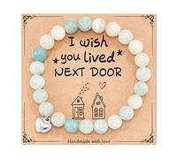 HGDEER "I Wish You Lived Next Door Unique Gifts Natural Stone Bracelets for Women, 7 Inch, Stone, no gemstone