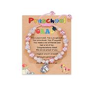 HGDEER Kindergarten/Preschool Graduation Gifts for Little One | Pink Pearl and Rhinestone Balls Unicorn Bracelet | Adjustable Length | Suitable for Daughter Granddaughter Niece, One size, Metal, no