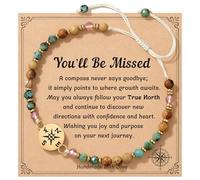 HGDEER Natural Stone Compass Bracelet for Women Girl, Birthday Graduation Christmas Retirement Farewell Goodbye Going Away Gift for Woman Friends with Message Card, One size, Metal, no gemstone