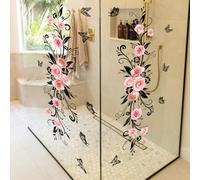 HGDESIGN® Wall Sticker Glass Sticker Mirror Sticker Red Roses Flower Tendril Visible on Both Sides Living Room Bedroom Bathroom Wall Sticker Wall Picture Wall Decoration Self-Adhesive (B)