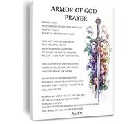 HGETJOHXEM Armor of God Wall Art, Spiritual Warfare Prayer Canvas Print, Christian Scripture Decor for Home Office, Inspirational Quote for Prayer Room(Unframed,16x24inch(40x60cm))